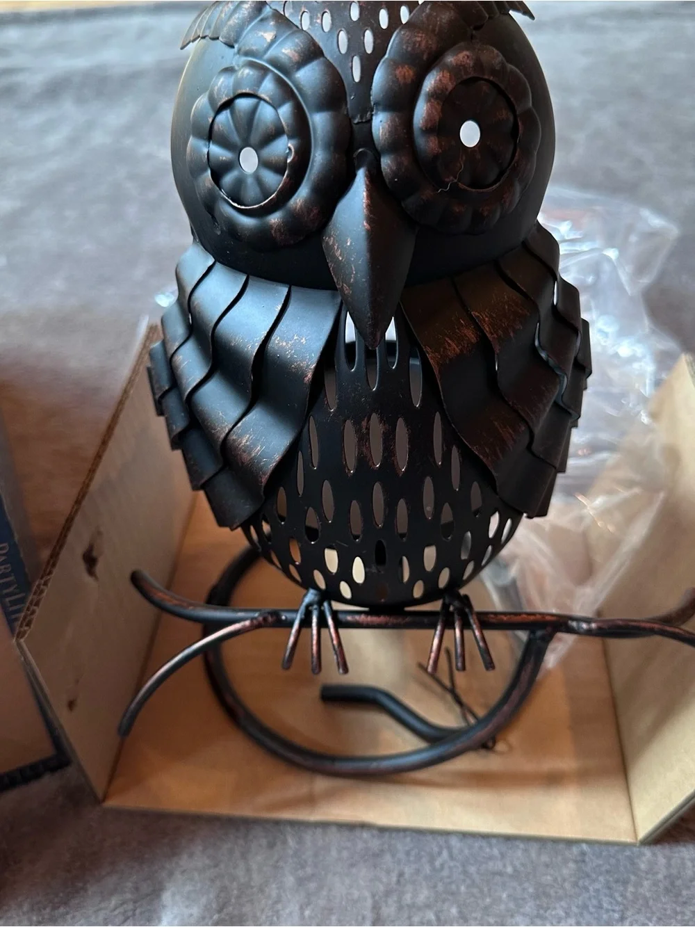 Partylite Metal Owl Decorative Accent - Black with Bronze Highlights